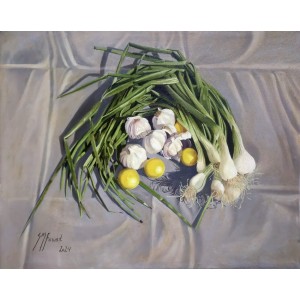 S. M. Fawad, The Aromatic Three, 22 x 17 Inch, Oil on Canvas, Realistic Painting, AC-SMF-245